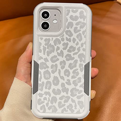 Case for iPhone 11, White Leopard Light Gray | Cheetah Print, Heavy Duty, Shockproof, Full Body Protection, Rugged - color: iPhone 11