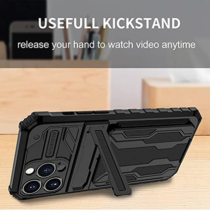 for iPhone 13 Pro Wallet Case with Card Holder, Black | Detachable Card Holder Cover, Built-in Kickstand, with Screen Protectors, Military Grade, Full Body Shockproof - size: for iPhone 13 Pro - 6.1''