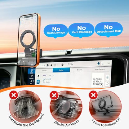 Car Phone Holder for Jeep Wrangler/Gladiator 2026 2025 2024 (Only for 12.3-Inch Screen) 360° Rotation Magnetic Cell Phone Mount, Compatible with Magsafe, Does Not Affect Air Vent - size: Fit for 2024-2026 Wrangler/Gladiator JT, 12.3-Inch