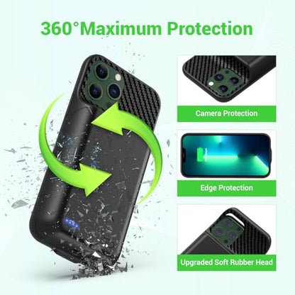 13800mAh High Capacity Battery Case for iPhone 14, for iPhone 13, 13 Pro (6.1 inch), 2026 Upgraded Battery Pack Rechargeable Charger External Charging Case w/Tempered Glass Screen Protector Black - size: iPhone 14，13,13 Pro