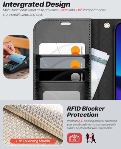 OCASE for iPhone 17e Case/iPhone 16e Detachable Wallet Case with Card Holder, 2 in 1 Pu Leather Flip Folio with RFID Blocking Stand Wrist Strap Shockproof Phone Cover 6.1 Inch 2025, Black - color: Black, size: iPhone 16e/ iPhone 17e
