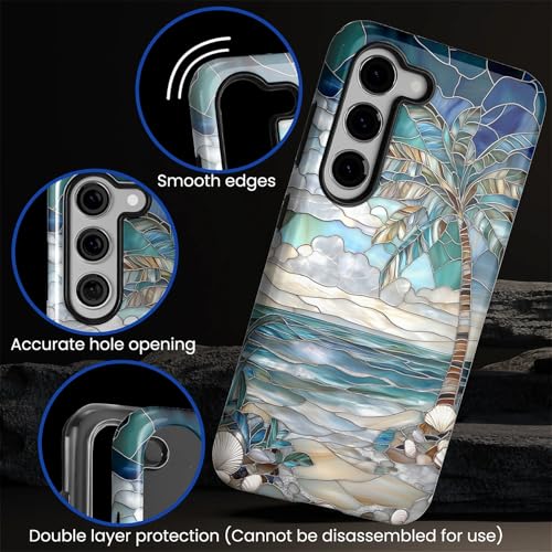 Case for Samsung Galaxy S23 FE,Anti-Scratch Full-Body Cover Shockproof Slim Design Case,PC Hard Shell & Silicone Inner Bumper -Beach Palm Tree - color: Beach Palm Tree, size: Galaxy S23 FE