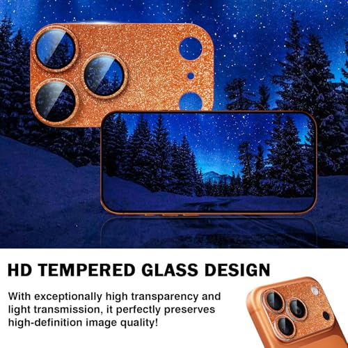 Camera Lens Protector for iPhone 17 Pro Max, Bling Glitter Women - color: Sparkly Orange