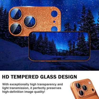 Camera Lens Protector for iPhone 17 Pro Max, Bling Glitter Women - color: Sparkly Orange