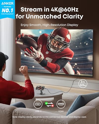 Anker HDMI Cable, 4K@60Hz Ultra-Fast USB C to HDMI Cord, 3ft - size: 3FT