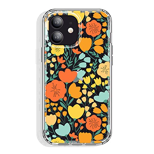 GYZYA for iPhone 12 Mini Case 5.4 Inch Clear with Design, Protective Slim TPU Cover + Shockproof Bumper for Women and Girls (Tulip) - color: Floral 01, size: iPhone 12 mini (5.4 inch)