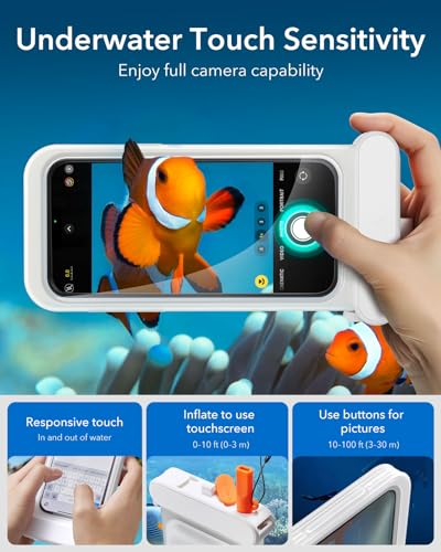 ESR Waterproof Phone Pouch for iPhone 15 Pro Max /14 Pro Max, Clear | Underwater Touch Sensitivity, IPX8 Floating Waterproof Cellphone Case with Lanyard, Dry Bag for Snorkeling - color: Clear