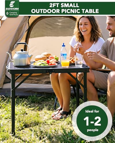 2 Ft Folding Camping Table, Adjustable Height 10.6-22 in, Small Grill Table - color: Black, size: 2FT-Small