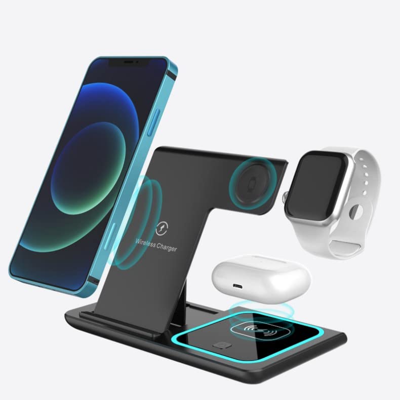 ALFOINE 3 in 1 Wireless Charging Station 15W for iPhone, iWatch and Android