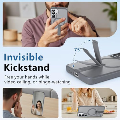 for Samsung 25-Plus Case/Samsung 24-Plus Case with Stand, Gray - color: Gray, size: Galaxy S24/S25 Plus 6.7"