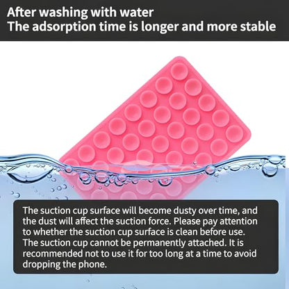 SHENGXIN 2 Pack Silicone Double-Sided Suction Grip – 40 Cups per Side, Strong Hold for iPhone, Galaxy, Pixel, Android – Hands-Free for Selfies & Videos (Pink) - color: Pink