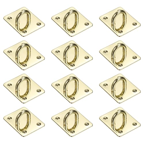 PATIKIL Metal Phone Charm Hook 1.1", 12Pcs Adhesive Square Shaped Phone Finger Grip Hook Smartphones Keychain Ring Charm Loop for DIY Tablet Case Accessories, Gold - color: Gold
