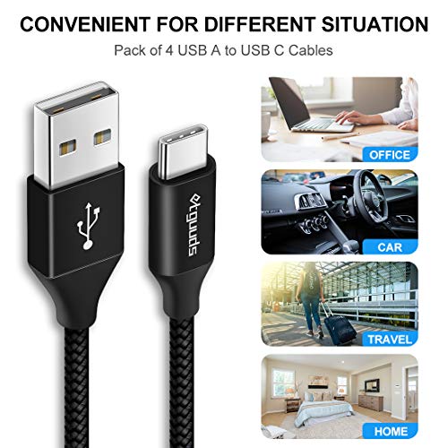 etguuds USB to USB C Cable, 4-Pack USB A to USB C Cable Fast Charging - color: Black, size: 1ft,3ft,6ft,10ft