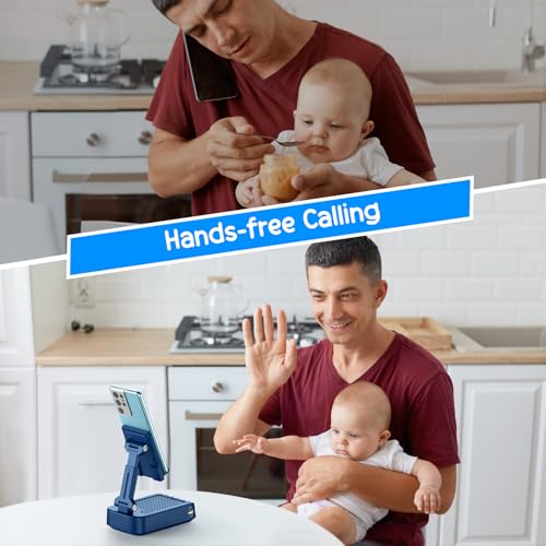 TechGlow Gifts for Men Women Foldable Cellphone Stand with Bluetooth Speaker and Charging Function 360° Rotatable Phone Stand Birthday Gift Idea for Mom Dad Cool Tech Gifts-Blue - color: Blue