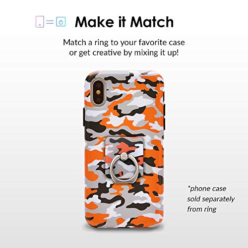 Velvet Caviar Cell Phone Ring Holder - Finger Ring & Stand - Improves Phone Grip Compatible with iPhone, Galaxy and Most Cases (Except Silicone/Leather) - Orange Camo - color: Orange Camo