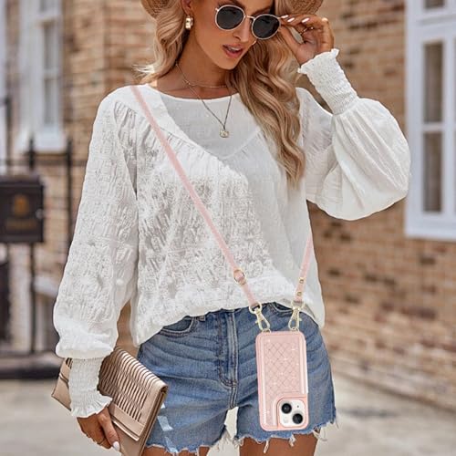 for iPhone 11 Wallet Case with Card Holder Slots and Strap, RFID Blocking Magnetic Flip Folio Cover, Crossbody Purse Protection Case with Kickstand,Rose Gold Diamond - color: Rose Gold Diamond, size: iPhone 11(6.1")