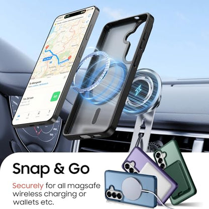 Magnetic for Samsung Galaxy S26 Wallet Case with Card Holder﻿ Black | Compatible with MagSafe, Shockproof Phone Cover with Detachable RFID Blocking Card Slot, Black - color: Black, size: S26 6.3"