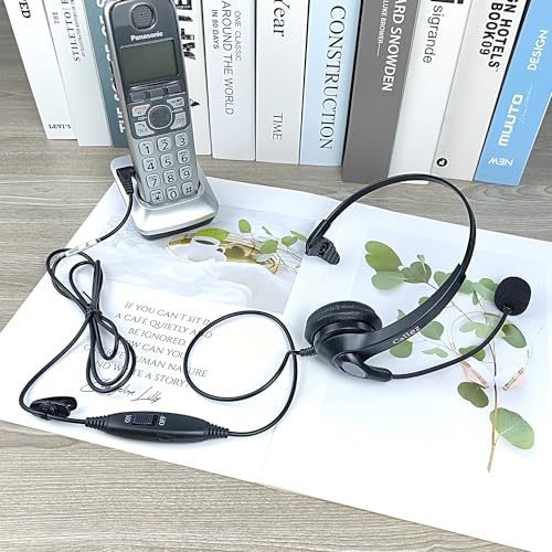 2.5mm Telephone Headset with Microphone Noise Cancelling & Volume Controls