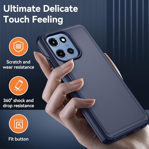 for Motorola Moto G 5G 2025/2026 Case with HD Screen Protector, Moto G Play 2026 Heavy Duty Shockproof Military Grade Full Body Protection Phone Cover (Dk Blue) - color: Dk Blue