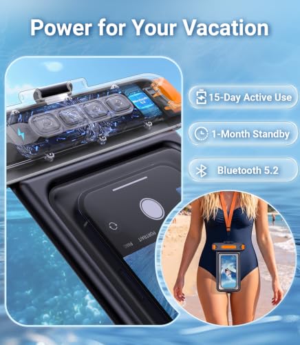 IP68 Bluetooth Shutter Waterproof Phone Pouch Case,Floating,Black | Hands-Free Photo & Video Underwater Control.Large Waterproof Phone Case Universal Fit for 8.5" Phone(iPhone Samsung Google) - color: Black
