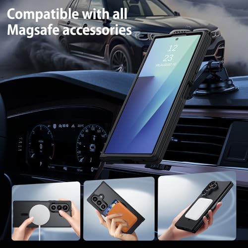 DUEDUE for Samsung Galaxy Z Fold 7 Case Magnetic[Compatible with MagSafe], Dual Layer Anti-Scratch Shockproof Cover Slim Full Protective Phone Case for Galaxy Z Fold 7 8", Black - color: Black