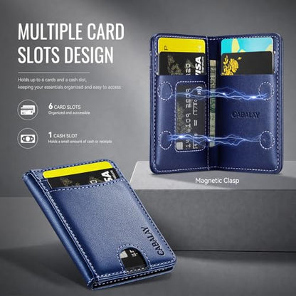 for MagSafe Wallet, Magnetic Phone Wallet RFID Blocking, 6 Cards Holder with Cash Slot,Compatible with Magsafe Phones and Cases for iPhone 17/16/15/14/13/12Pro/Max/Plus - color: Blue