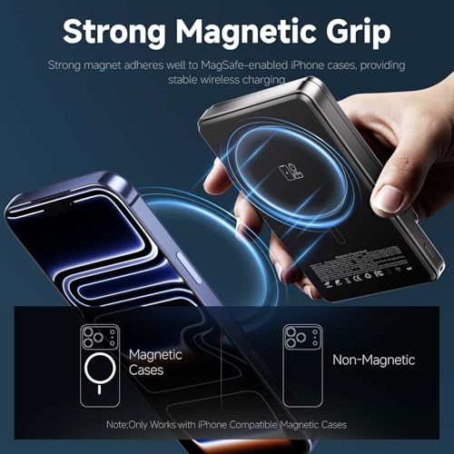 for MagSafe Power Bank 10000mAh, Fast, Magnetic Portable Charger - color: Grey
