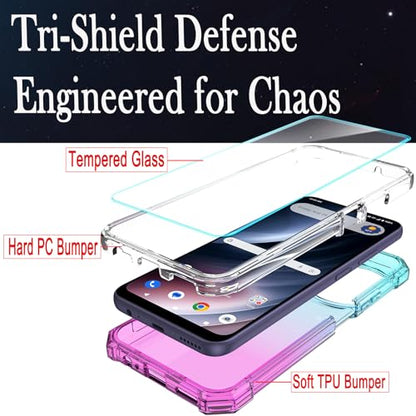 DpS for Cricket Icon Plus 2026/AT&T Verge 2 Case 3-in-1, Icon Plus 2026/Verge 2 with Screen Protector, Dual-Layer Full Body Protection,Hard PC Bumper&Silicone Back Military Grade Cover. (Rainbow) - color: A_Rainbow