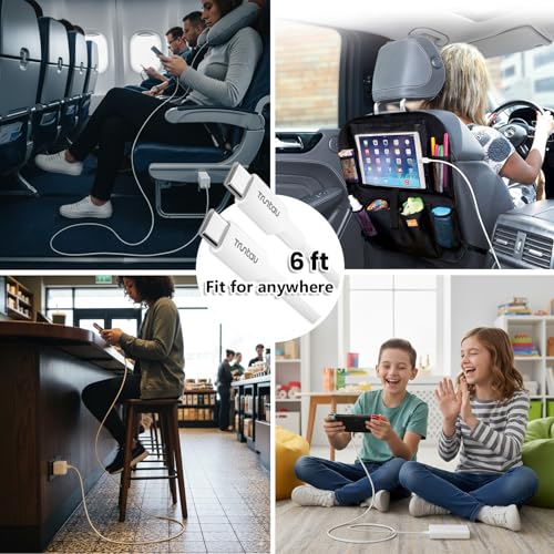 6FT USB C to USB C Cable, 60W Fast Charging, for iPhone 17/16/15 Series, Samsung S24/S23/S22 Ultra, Google Pixel 8/7/6, iPad Pro/Air, MacBook, CarPlay, White - color: White, size: 6FT C to C
