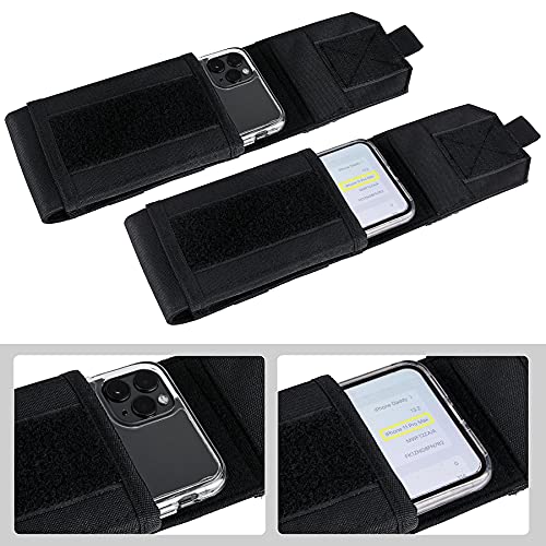 Tactical Molle Phone Cover Case, Heavy Duty Loop Belt Holster Pouch with Flag Patch for iPhone 17 Pro Max/Air/17 Pro/17/16 Pro Max/15 Pro Max/14 Pro Max/13 Pro Max, for Galaxy S26 Ultra - color: Black