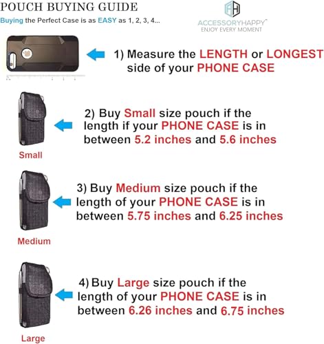 AH Military Grade Cell Phone Pouch Clip Holster Holder w/Belt Loop for iPhone 16 Plus, 16 Pro Max, 15 Plus, 15 Pro Max, 14 Pro Max Cell Phone Holsters Fits Cell Phone w/Heavy Duty Case (Large) - color: BLACK, size: BLACK - LARGE