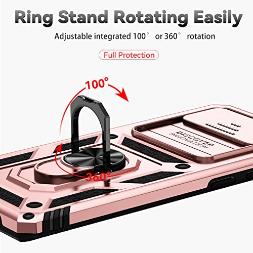 for Samsung Galaxy S10 Plus Case with Camera Lens Cover HD Screen Protector, Military-Grade Drop Tested Magnetic Ring Holder Kickstand Protective Phone Case for Samsung Galaxy S10+ Plus (Rose Gold) - color: Rose Gold with camera cover Military-Grade 2nd g