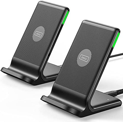 INIU Wireless Charger, [2-Pack] 15W Fast Wireless Charging Station with LED - color: Black, size: 2 Pack