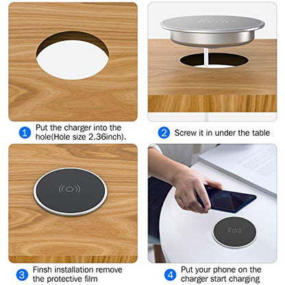 Embedded Desk Wireless Charger, Recessed Grommet Mount for iPhone - color: LED White