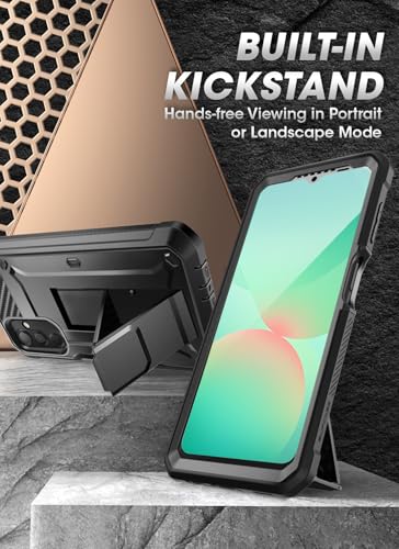 SUPCASE for Samsung Galaxy A26 5G Case with Screen Protector, Black | Built-in Kickstand, Rotating Belt-Clip, Military-Grade Drop Protection, Full-Body Rugged, Unicorn Beetle Pro - size: Galaxy A26 5G