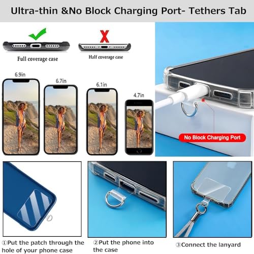 Cell Phone Lanyard Phone Crossbody Chain, Adjustable Phone Straps,Leather+Metal Shoulder Strap Cellphone Chain with Tether Patches Compatible with Most Phones Bag Purse Black - color: C