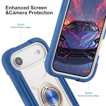 MARKILL Compatible with iPhone Air Case 6.5 Inch 2025 with 360 Degree Rotate Ring Stand, Military Grade Drop Protection Full Body Rugged Protective Case Kids Blue - color: Blue, size: iPhone Air 6.5"