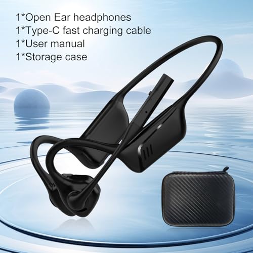 Open-Ear Bluetooth Wireless Trucker Headset with Microphone - color: Black