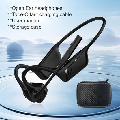Open-Ear Bluetooth Wireless Trucker Headset with Microphone - color: Black