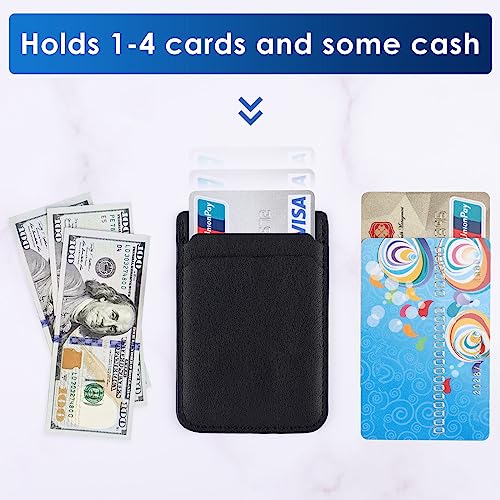 Fulgamo Phone Wallet Stick on,Card Holder for Phone Case,Phone Card Holder | 2Pack,Leather,Self Adhesive Sticker,Double Pocket,Sticky,Back of Cell Phone,Credit ID Card Pouch,For iPhone Samsung Galaxy - color: Black