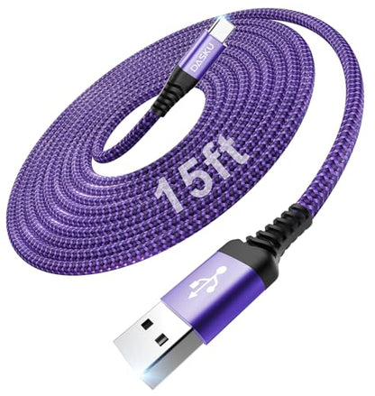 USBA to USBC Cable [15FT 1Pack], Long USB C Cable 3A Fast Charging, USB to - color: Purple, size: 15FT 1Pack, style: USB A to USB C