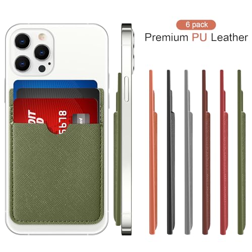 Weewooday 6 Pcs 6 Pcs Stick on Phone Card Holder Wallet, Solid, Colorful - color: Colorful