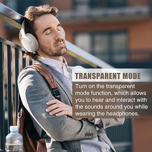 RUNOLIM Active Noise Cancelling Headphones, Wireless Bluetooth Over Ear - color: Silver