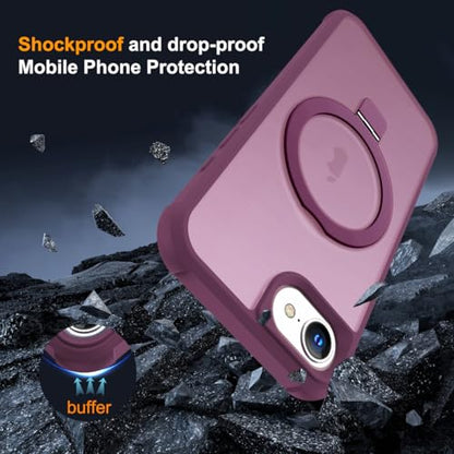 SKYLMW Compatible with iPhone 16e/17e Case with Stand,Wine Red | iPhone 16e Case iPhone 17e Case 6.1",Magnetic Ring Stand,Compatible with MagSafe,Military-Grade Protection,Great Grip Feeling - color: Wine Red, size: Iphone 16e & Iphone 17e