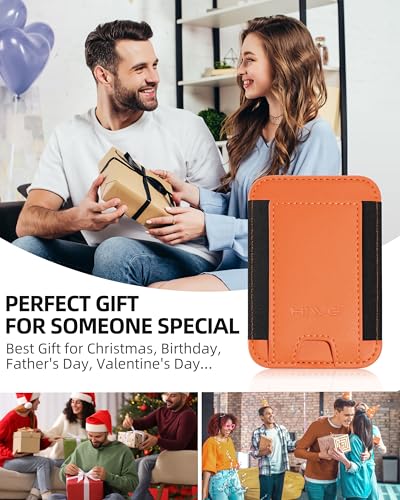 HiWe for MagSafe Wallet, 7 Cards Holder for Phone Case, RFID Blocking - color: Cosmic Orange Wallet - Black Band