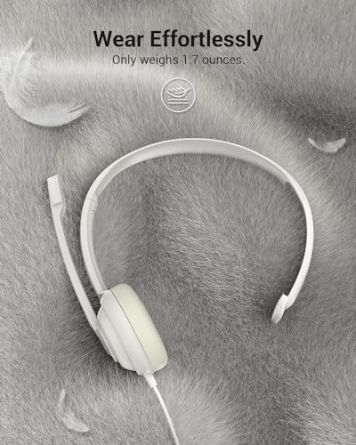 NUBWO HW02 USB Headset with Microphone Noise Cancelling & in-line Control - color: White, size: 1 pack
