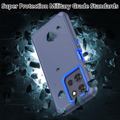 Shockproof Phone Case for Motorola Moto G Power 5G 2025/Moto G Play 2025 with Belt Clip Holster,Rugged Full-Body Protective Case Cover with Kickstand & Holster (Navy Blue) - color: Navy Blue