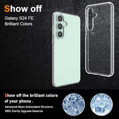Silicone Clear for Samsung Galaxy S24 Fe Case,Thin with Comfort Grip | Soft Slim-Fit TPU Galaxy S24 Fe Phone Cover,Non-Slip,Shockproof Protection,Scrath-Resistant - size: s24 fe case