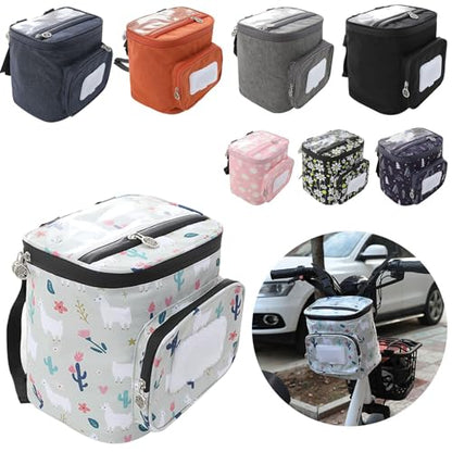 Electric Scooter Handlebar Storage Bag - Waterproof with Adjustable Straps, White Sheep Pattern, 8.3"x7.5" / 21x19 cm - color: White Sheep