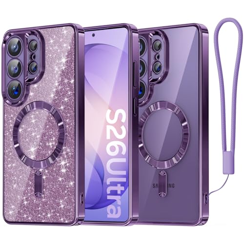 Meifigno Magnetic Case Designed for Samsung Galaxy S26 Ultra 6.9", [Compatible with MagSafe] [Removable Glitter Card & Wrist Strap], Surround Lens Protection Case for Galaxy S26 Ultra, Cobalt Violet - color: Cobalt Violet, size: S26 Ultra Case (2026)